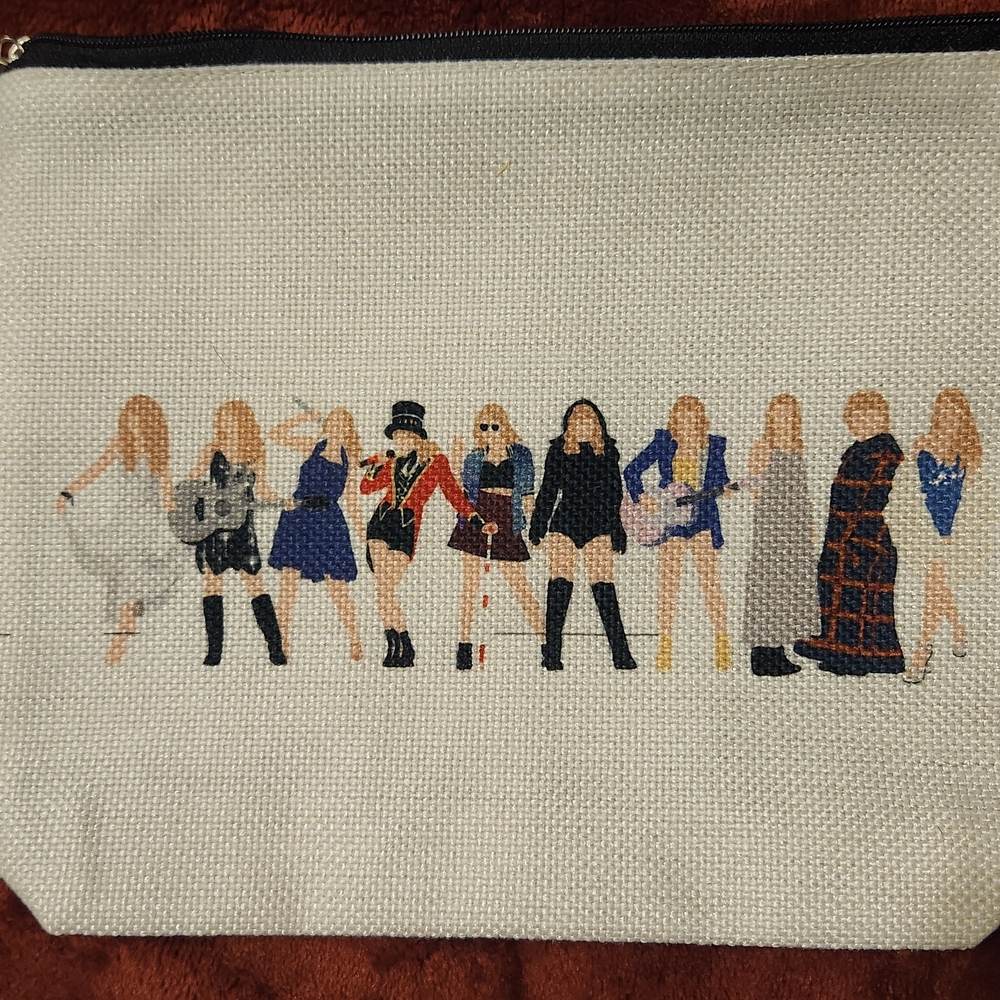 Swifties Women's Canvas Cosmetic Bag with Taylor Swift Illustration New